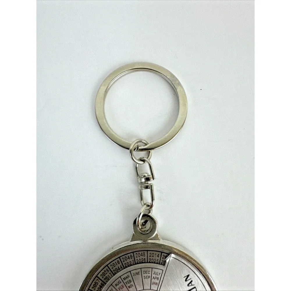 Petra Jordan Keychain 50 Year Perpetual Calendar 2010-2060 Silver Tone Circle
